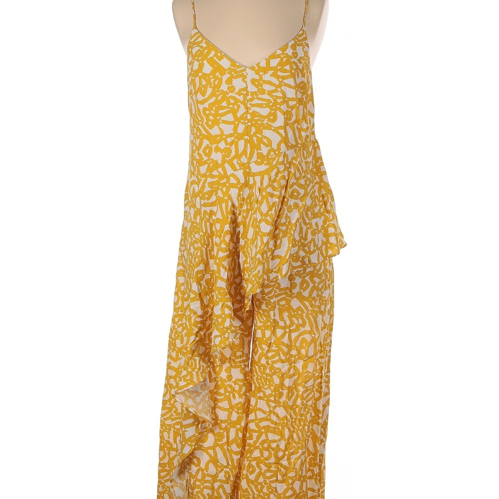 Anthropologie Maeve Vibrant Yellow and White Abstract Dress